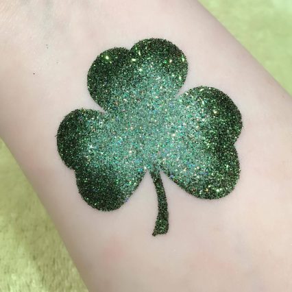 Shamock lucky glitter tattoo, irish shamrock temporary tattoo stencil