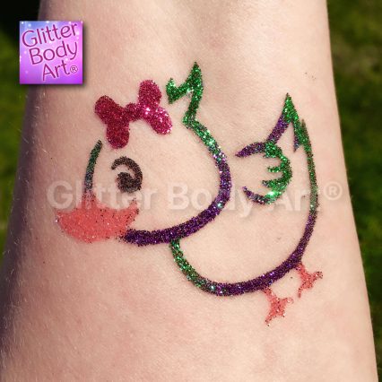 cute duck glitter tattoo, duck temporary tattoos for kids