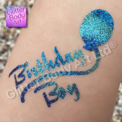 birthday boy temporary tattoo, boys birthday party glitter tattoo