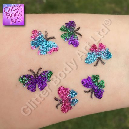 butterfly temporary tattoos for kids, cute baby butterflies in a circle glitter tattoo