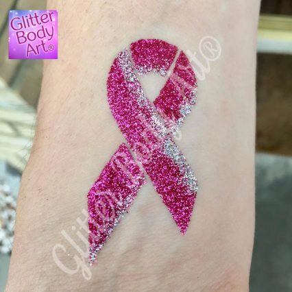 cancer ribbon temporary tattoo stencil for glitter tattoos