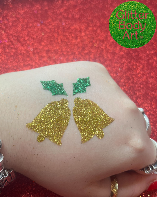 Christmas Bells Glitter Tattoo Stencils - Image 2