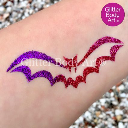 Halloween Bat temporary tattoo stencil, bat glitter tattoo
