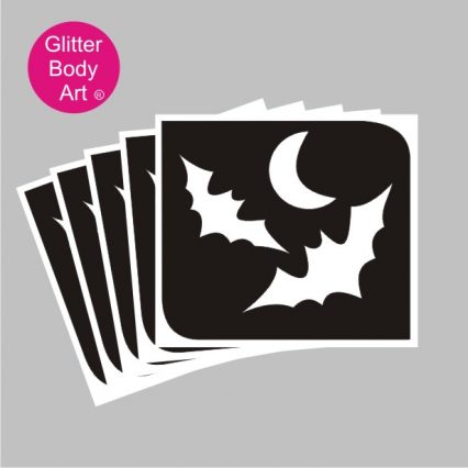 two flying bat with moon halloween temporary tattoo