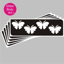 4 pretty butterflies in a row, temporary tattoo stencil