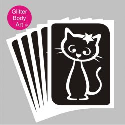 full body cat with star temporary tattoo stencils