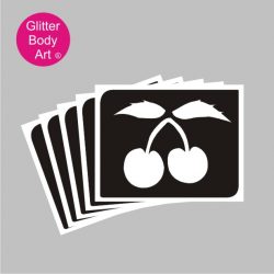 Pairs of cherries on a vine temporary tattoo stencil