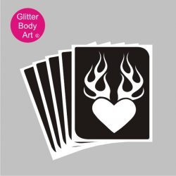 hearts and flames temporary tattoo stencil