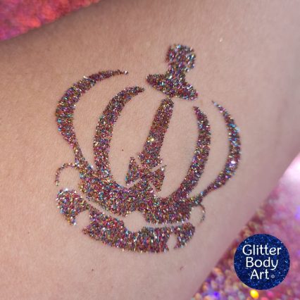 Jubilee crown glitter tattoo stencil for jubilee temporary tattoos