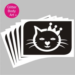 cute kitten with crown, princess cat temporary tattoo stencil
