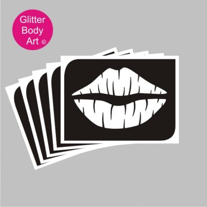 pair of lips temporary tattoo stencil for glitter tattoos