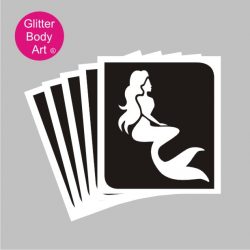 sitting mermaid temporary tattoo stencil