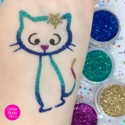 mimi cat glitter tattoo stencil - Glitter Body Art