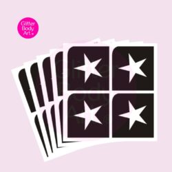 mini star glitter tattoo stencils, four mini stars on one sheet