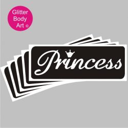 word art princess with a crown temporary tattoo stencil