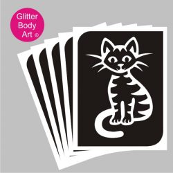 pussy cat with stripes temporary tattoo stencil