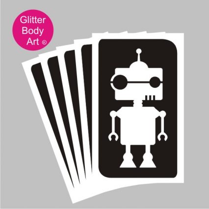 Robot temporary tattoo stencils pack of 5