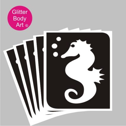 seahorse with bubbles temporary tattoo stencil