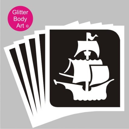 pirate ship temporary tattoo stencil, pirate sticker stencil