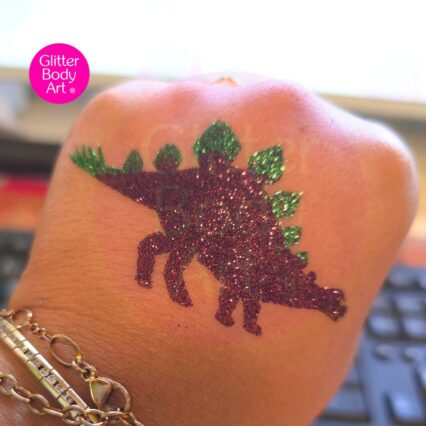 stegosaurus glitter tattoo