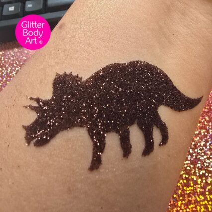 triceratops dinosaur glitter tattoo stencil