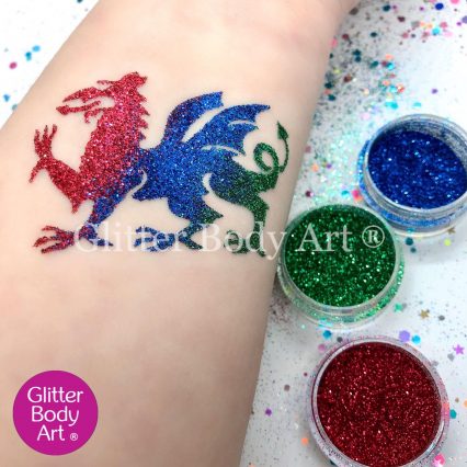 welsh dragon temporary tattoo stencil, dragon glitter tattoo for kids