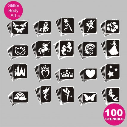 100 temporary tattoo stencils for girls princess birthday parties