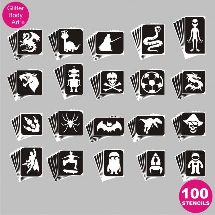 100 boys temporary tattoo stencils