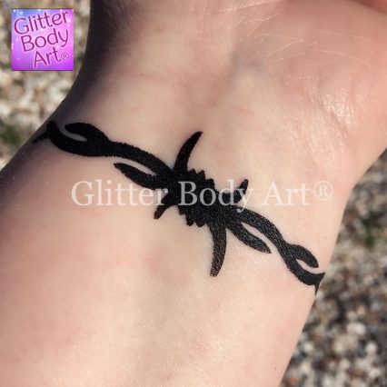 barb wire temporary tattoo stencil with black ink