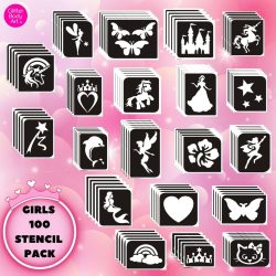 girls 100 refill stencil pack of glitter tattoo stencils