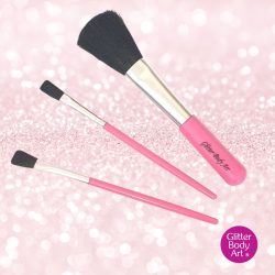 Pink brush set for applying glitter. pink makeup brushes