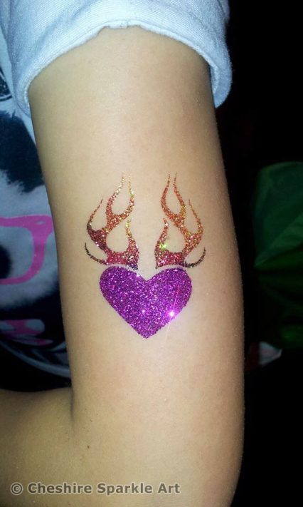 heart with flames temporary tattoo