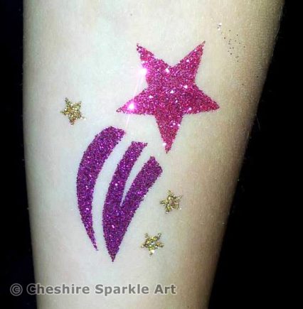 pink star glitter tattoo
