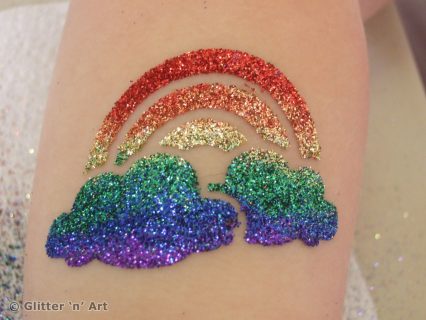 rainbow glitter tattoo - rainbow temporary tattoo stencil