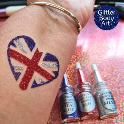 Coronation union jack temporary tattoo. UK union jack sports