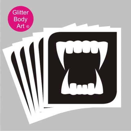 draculas fangs temporary tattoo stencils pack of 5 or 25