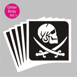 pirate skull with swords temporary tattoo stencils