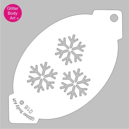 Triple snowflakes face paint stencil for facepainting, snowflake cake stencil, snowflake stencil template