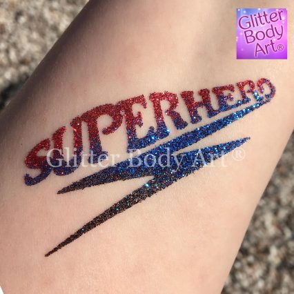 superhero temporary tattoo stencil for boys, superhero glitter tattoo