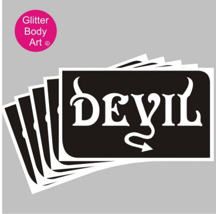 devil word art temporary tattoo stencil