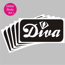 Diva with a diamond temporary tattoo stencil