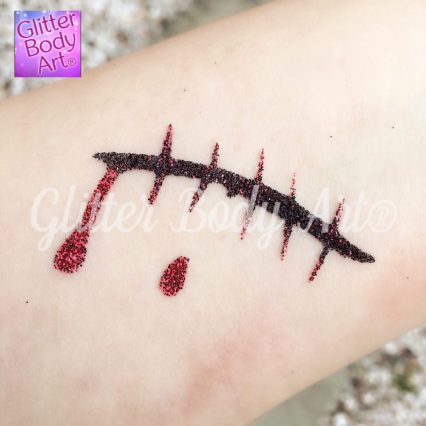 scar glitter tattoo, halloween scar, bloody scar,