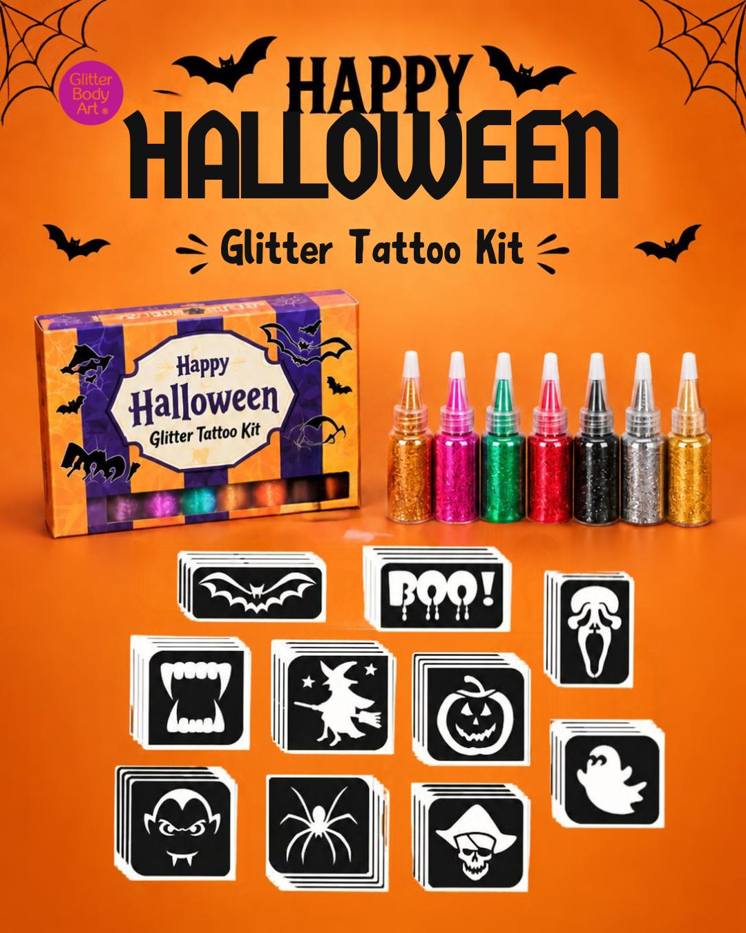 Halloween Glitter Tattoo Kit, Spooktacular tattoos