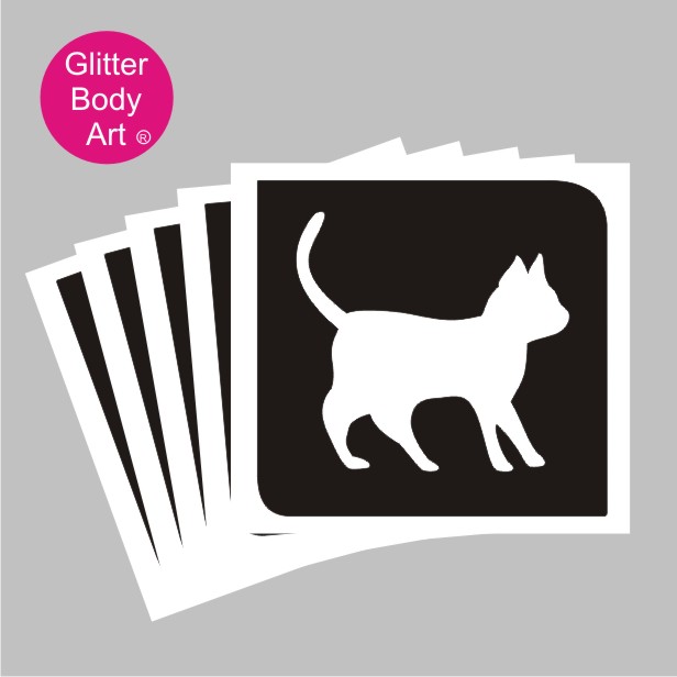 Cat Glitter Tattoo Stencil 046 Temporary Tattoo Store