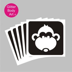 Cute monkey temporary tattoo stencil for glitter tattoos