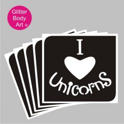 i love unicorns temporary tattoo stencil wordart and heart stencil