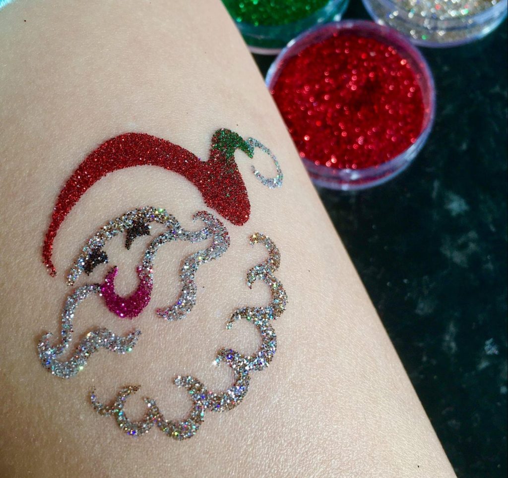 Christmas Glitter Tattoo Kit Festive Stencils Temporary Tattoo Store