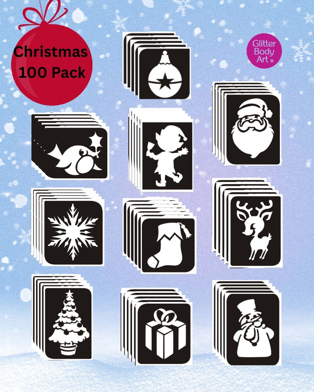 Christmas Glitter Tattoo Party Kit - Image 2