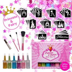 Princess and fairy glitter tattoo kit for girls birthday party