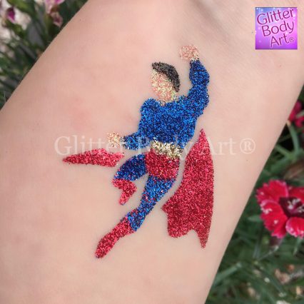 superman temporary tattoo, superhero glitter tattoos for kids